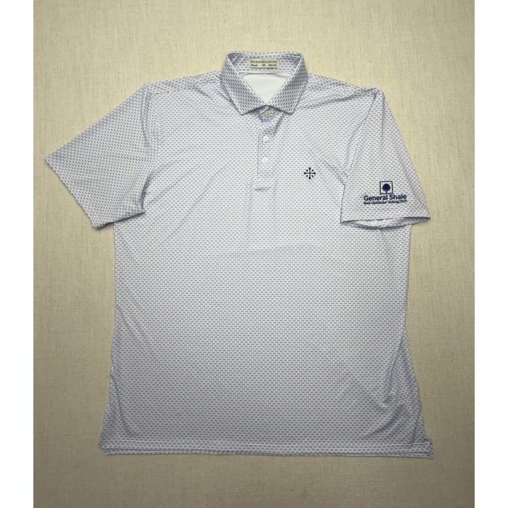 Holderness & Bourne Mens XXL Polo Shirt White Purple Golf General Shale Logo